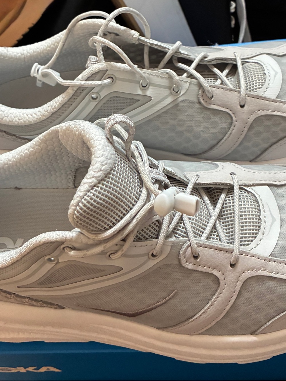 Hoka Women's Light Gray Athletic Sneakers with Toggle Laces